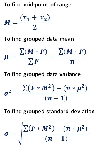 How to calculate standard deviation for grouped data in excel